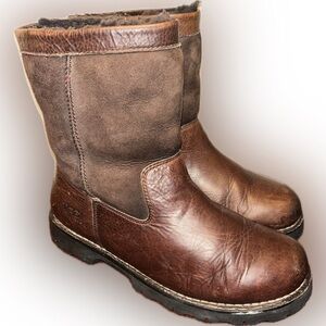 UGG Australia Beacon Sheepskin Fleece Lined Brown Leather Suede Work Boots 10